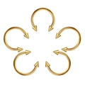 Detailed view of five gold horseshoe piercing rings with spikes on a clean white background - 1.2*8+3 / Gold Spike