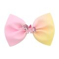 Barrette à cheveux avec nœud en dégradé rose et jaune et motif licorne pour filles - Style Licorne Dégradé Rose Jaune (3)