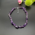 Handmade necklace with irregular purple amethyst stone chips and silver lobster clasp closure - Bracelet / Amethyst