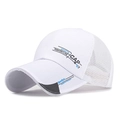 White breathable mesh baseball cap featuring CAP 87 sports fashion print - Adjustable / White