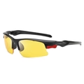 Buitensport zonnebril met zwart montuur, gele glazen en rode details voor het wielrennen - C07Z-1-2 / Zwart Frame Nachtzicht Lens