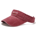 Vintage red washed cotton sun visor hat with white New York embroidery for men and women - Adjustable / Burgundy
