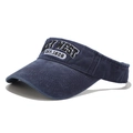 Navy blue sun visor with Key West embroidery and vintage washed cotton finish - Adjustable / Dark Blue