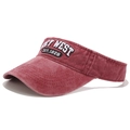 Vintage burgundy washed cotton sun visor with Key West embroidery in a side profile view - Adjustable / Burgundy