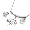 Set gioielli Albero della Vita argento con collana e orecchini a perno su fondo bianco - Set Colore Acciaio (KS114987-Z)