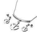 Conjunto de joyas de ancla en acero inoxidable plateado con collar y pendientes - Forma de Ancla / Conjunto de Joyas Color Acero