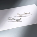 Orecchini rampicanti a stella in argento per donna con zirconi bianchi e design lungo - Rame placcato oro bianco