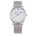 Orologio minimalista in maglia d'argento con quadrante bianco e lancette blu - Quadrante Bianco Cinturino Argento - Uomo