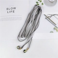 Foulard étroit tressé gris argenté avec perles de verre et finitions dorées élégantes - Gris