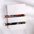 Set de dos pinzas para el cabello en acetato jaspeado con base de metal dorado - Arcoíris