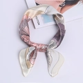 Off-white faux silk square scarf featuring delicate pink and purple floral patterns - Light Yellow Border Four-Color Floral