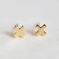 Minimalistische vergoldete Edelstahl X-Ohrstecker in glänzendem goldenem Design - Gold