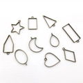 Selection of 10 bronze geometric hollow frame pendants for DIY jewelry making - Mixed 10PCS Antique Bronze