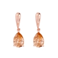 Orecchini a goccia con cristallo color champagne e ganci in oro rosa lucido - Oro