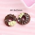 Chocolate and cream spiral resin donut charms for DIY phone case making, size 8x15mm - 4# White Dotted (Coffee + Yellow)