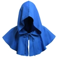 Detail of royal blue hooded cloak with matching neck ties for cosplay costumes - One Size / Blue