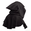 Classic black hooded medieval cloak for Halloween cosplay with a premium textured finish - One Size / Black