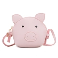Cute pink pig cartoon mini shoulder bag with adjustable strap for kids and toddlers - Pink