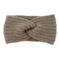 Chunky knit criss-cross headband in earthy brown color for winter warmth and style - Khaki