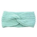 Mint green knitted headband with twist knot and ribbed texture for winter warmth - Mint Green