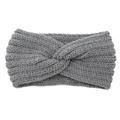 Winter chunky grey knitted headband with a stylish crossover twist design for women - Medium Grey