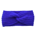 Knitted twist headband for women in deep blue, thick winter warmth ear warmer - Sapphire Blue