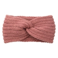 Winter knitted cross twist headband in dusty rose pink for warmth and style - Korean Pink