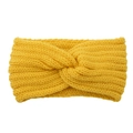 Handcrafted yellow knit twist headband with thick yarn for winter warmth and style - Yellow