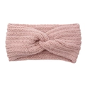 Soft pink knit twist knot headband for women featuring thick weave for winter warmth - Shrimp Pink