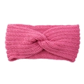 Knitted twist headband in magenta pink wool, stylish winter ear warmer for women - Peach Pink