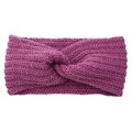 Violet knitted twist headband made of thick wool yarn for warm autumn winter wear - Spinach Root Purple