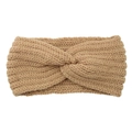 Chic camel knitted headband with a stylish crossover twist design for winter warmth - Camel