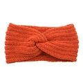 Knitted crossover headband in orange wool, warm winter hair accessory for women - Orange