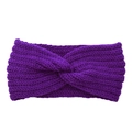 Deep purple knitted winter headband featuring a stylish twisted cross knot design - Deep purple