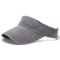 Detail of washed cotton visor hat in grey with reinforced stitching on the brim - Adjustable / Gray