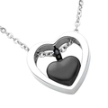 Double heart cremation urn necklace in silver and black finish for pet and human ashes - Black Pendant Only (No Chain)