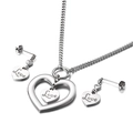 Conjunto de collar y pendientes de corazón calado con grabado LOVE en tono plata - Color Acero (KS115045-Z)