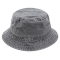 Detail of washed grey bucket hat with metal eyelets and reinforced stitching lines - M (56-58cm) / Gray