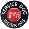 Embroidered round service dog patch with Service Dog Working Handler Bites text - Service Dog Working(13)