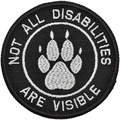 Service dog embroidery patch featuring Not All Disabilities Are Visible text - All Disabilities Are Visible Round(17)