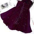 Detail of dark purple chiffon hijab with white pearl beadwork and lightweight texture - 1# Deep Wine Red