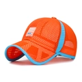Berretto da baseball sportivo in rete arancione per bambini con bordi azzurri traspiranti - Regolabile per Bambini / Arancione
