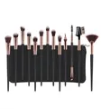 12pcs makeup brush set in black and rose gold with matching leather storage case - 13Pcs With Bag / Black Gold