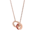 18K Roségold Edelstahl Halskette mit römischen Ziffern und rotem Edelstein Ring Anhänger - Roségold mit rotem Zirkonia