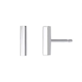 Minimalist silver stainless steel bar stud earrings with polished metallic finish - Steel