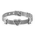 Bracciale a maglia argento con ciondoli cuore mama e bimbi per la festa della mamma - Color Acciaio