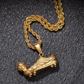 Collier avec pendentif chaussure de football en acier inoxydable doré pour homme - Or + Chaîne Torsadée en Acier Inoxydable 3mm*24inch