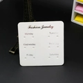 White jewelry display card with six pairs of holes and Monday to Saturday markings - EA-ZK049 8x8cm Weekly Display Card