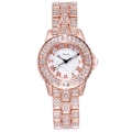 Elegant roségoud quartz horloge met strass en stalen band voor dames van Luobos - Roségoud