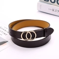 Cintura minimalista in pelle testa di moro con fibbia dorata a doppio anello da donna - caffè